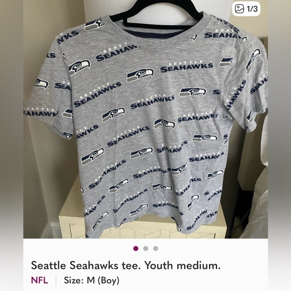 NFL Seattle Seahawks Kids Long Sleeve Tees - Gray and Green - Picture 2 of 3